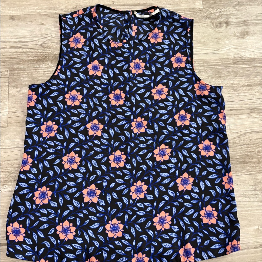 Diane Von Furstenberg Pink and Blue Sleeveless Blouse